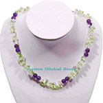 New Natural Peridot Stone & Clear Rock & Amethyst Crystal Quartz Fashion Design Necklace, Love Gift